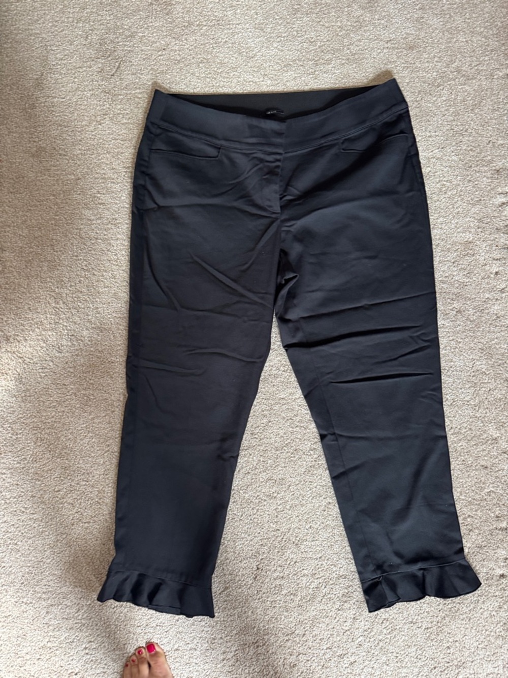 Lane Bryant Black The Allie crop Pants with ruffle edge
